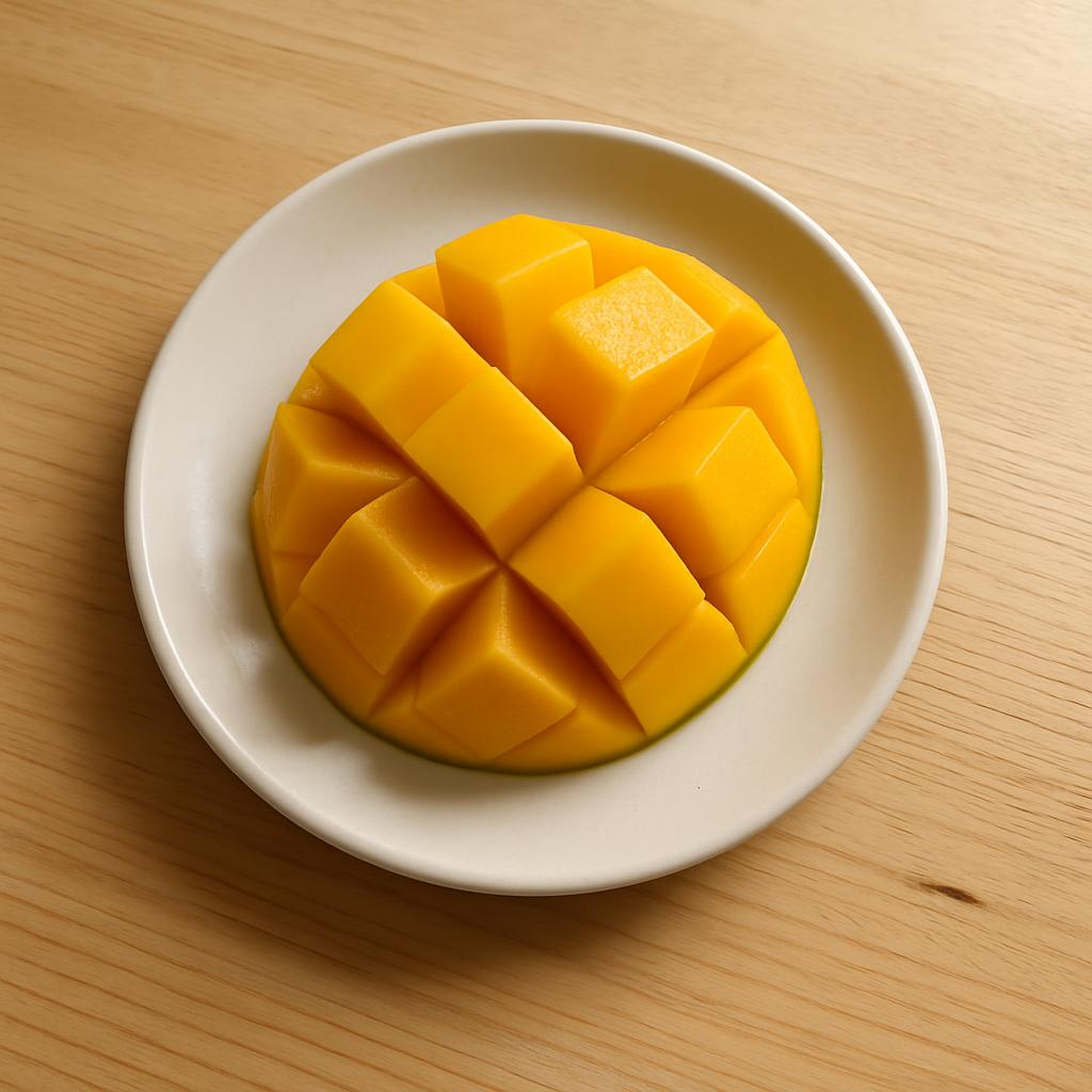 Fresh sliced mango on a plate